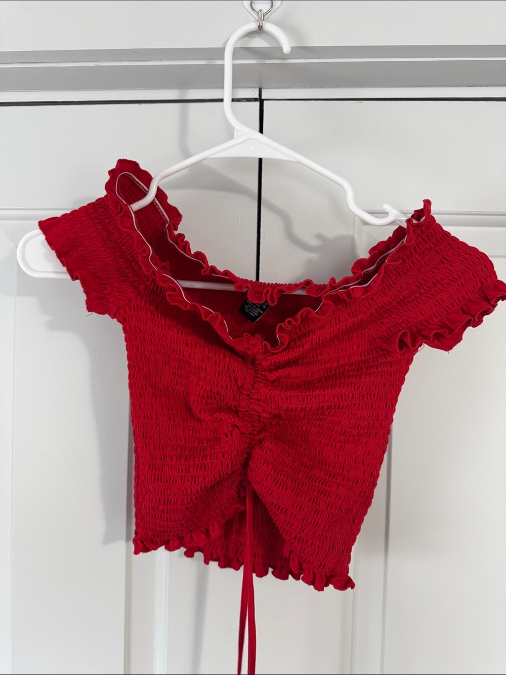Rue21 Red Smocked Ruffle Drawstring Crop Top